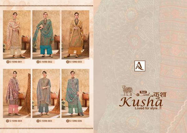 Alok Kusha Pashmina Digital Print Embroidery Dress Material Collection 